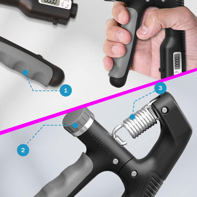 Grip pro cvičení rukou, nastavitelný 10-100 kg, trénink, sport, rehabilitace, s pultovým displejem, Černá