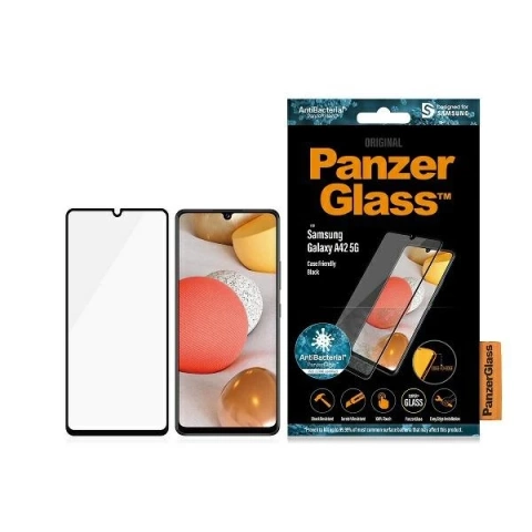 Tvrdené sklo PanzerGlass E2E Super pre Galaxy A42 5G A426 Puzdro šetrné proti baktériám čierna/čierna