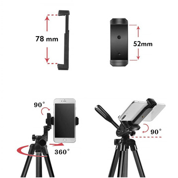Univerzální stativ Alogy Tripod držák telefonu 1/4 stojan pro kamery GoPro s dálkovým ovládáním Bluetooth, pouzdro Black