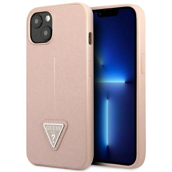 Guess GUHCP14MPSATLP case for Apple iPhone 14 Plus 6.7" pink/pink hardcase SaffianoTriangle Logo