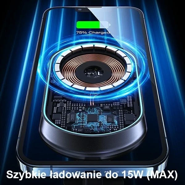 USAMS Magnetic Wireless Charging 15W indukční držák telefonu do auta s ventilací. CD182ZJ01 (US-CD182) černá/černá