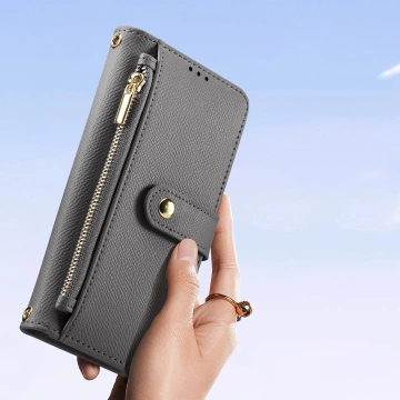 iPhone 16 Pro Max Dux Ducis Lawa Leather Case with MagSafe Wallet Gray