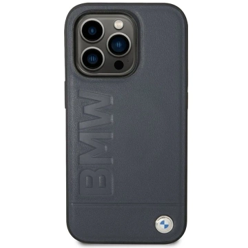 BMW BMHMP14LSLLNA Puzdro na telefón pre Apple iPhone 14 Pro 6,1" námornícke/námornícke pevné puzdro Leather Hot Stamp MagSafe