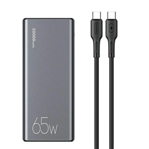 USAMS Powerbank PB59 30000mAh 65W 2xQC3.0 PD Fast Charge czarny/black CMXLOGTC01 (US-CD165) кабель USB-C-USB-C