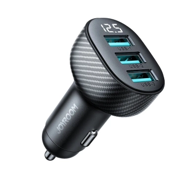 Автомобільний зарядний пристрій Joyroom JR-CCD03 3x USB-A 17 Вт з дисплеєм – чорний