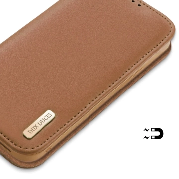 iPhone 16e Dux Ducis Hivo Protective Case with Flip and RFID Protection - Brown