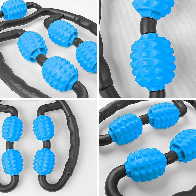 Body massager anti-cellulite manual muscle roller Alogy 5x massage roller Universal roller black and blue