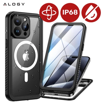 Etui do Apple iPhone 15 Pro Pancerne 360 case do Mag Safe wodoodporne Armor IP68 Alogy czarne