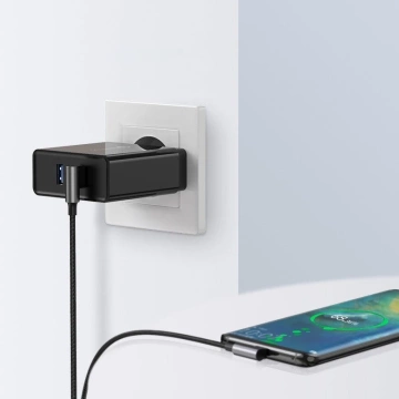 Zelený uhlový kábel USB – rýchle nabíjanie USB typu C 3.0 QC3.0 3 A 2 m sivý (US176 20857)