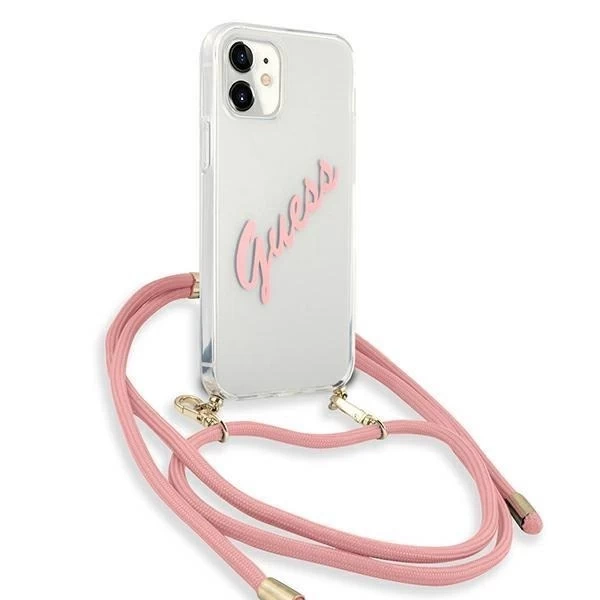 Guess GUHCP12SCRTVSPI iPhone 12 mini 5,4 "pink / pink Hardcase Script Vintage