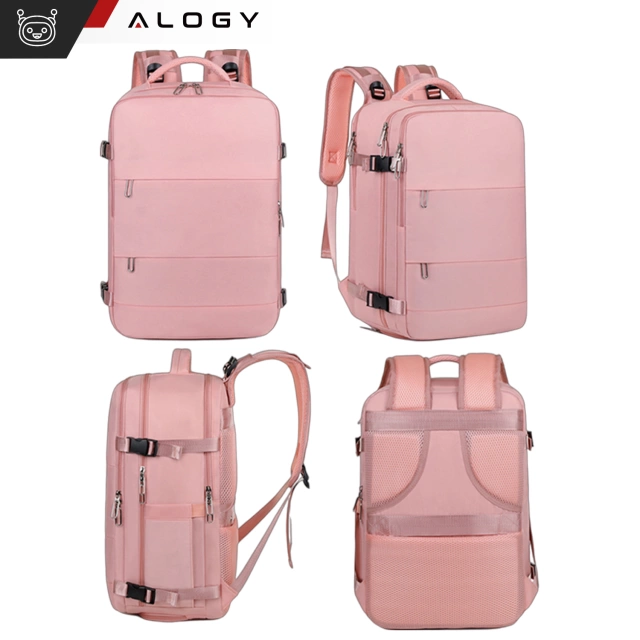 Women's Laptop Backpack Travel Suitcase Luggage for Plane Work School 45x30x20cm Alogy Pink