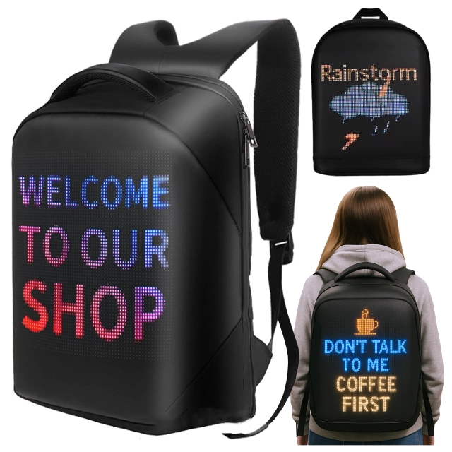 Plecak z oświetleniem LED RGB Alogy PixelBag™ Piksele bluetooth led telefon komórkowy sterowana aplikacją pixel Czarny