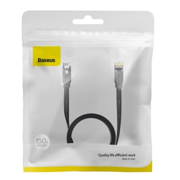 Baseus Speed ​​​​Six plochý síťový kabel RJ45 1000 Mbps 1,5 m černý (WKJS000001)