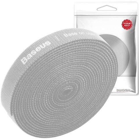 Baseus organizér na suchý zip Circle Velcro Strap 3m Šedá stahovací páska