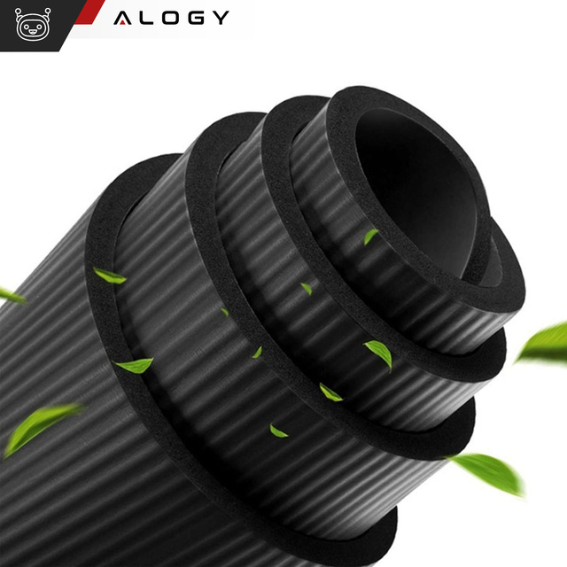 Килимок Yoga Fitness Pilates гімнастичний 185x58 1см Alogy протиковзкий водонепроникний Чорний