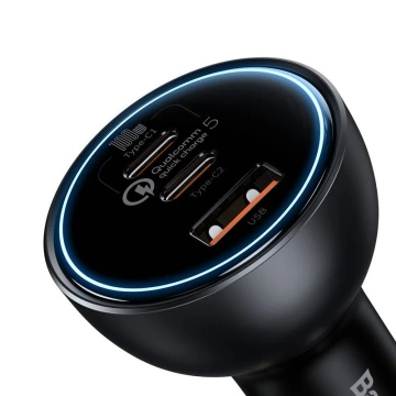 Baseus Qualcomm nabíjačka do auta, USB, 2x USB-C, 160W (sivá)