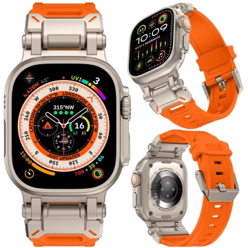 Pásek bransoleta Alogy Luxury Metal TPU Remienok pre Apple Watch 42/44/45/49 mm oranžový