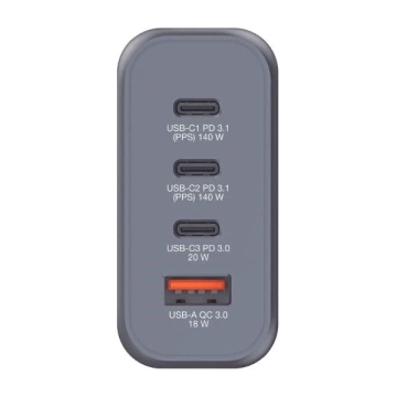 Verbatim GaN 200W nástenná nabíjačka 3xUSB-C/USB-A adaptér