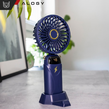 Fan fan handheld desk fan Alogy wireless portable standing with phone stand Navy blue