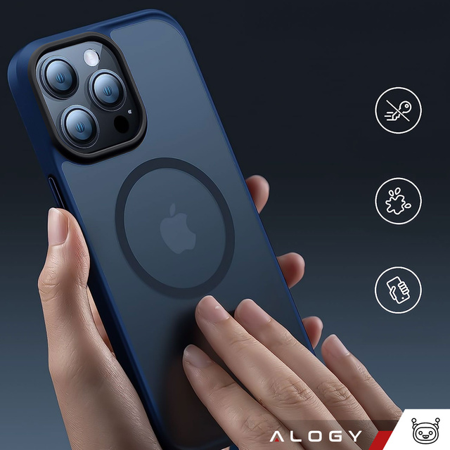 Puzdro na iPhone 14 Pro Max MagSafe Case ochranný kryt Alogy Ring pancierové puzdro na telefón matné námornícka modrá