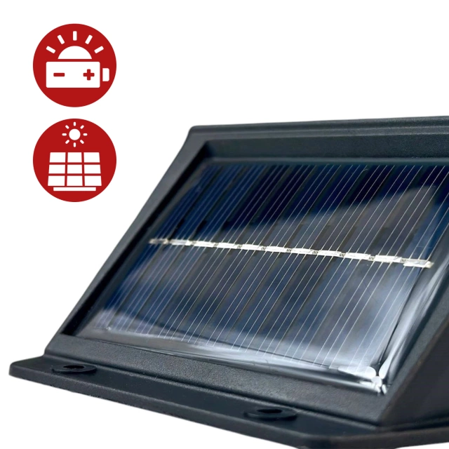 Lampa Solarna elewacyjna Kinkiet LED 60 na ścianę domu ogrodowa Barwa Ciepła 2 żarówki Czarna