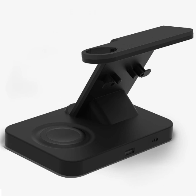 Qi 15W indukční nabíječka pro iPhone Apple Watch AirPods bezdrátová dokovací stanice 3v1 černá