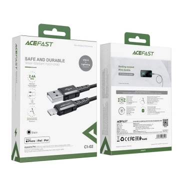 Acefast kabel MFI USB - Lightning 1,2m, 2,4A černý (C1-02 černý)