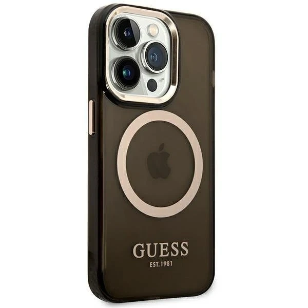 "Etui Guess GUHMP14LHTCMK до Apple iPhone 14 Pro 6,1\" czarny/black hard case Gold Outline Translucent MagSafe"