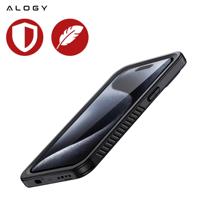 Hülle für Apple iPhone 15 Pro Armored 360 Hülle für Mag Safe wasserdicht Armor IP68 Alogy schwarz