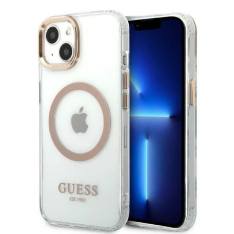 Etui Guess GUHMP13MHTRMD do Apple iPhone 13 6,1 "złoty/zlaté pevné puzdro Metal Outline Magsafe