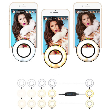 Фотографічний світлодіодний кільцевий ліхтар для селфі. Тримач телефону Alogy Чорний