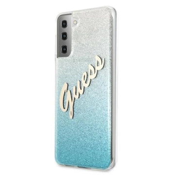 Guess GUHCS21MPCUGLSBL S21 G996 nebieski/modré pevné pouzdro Glitter Gradient Script