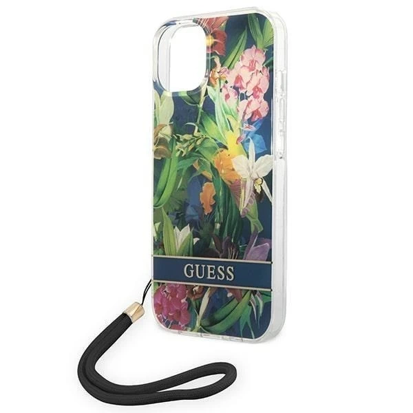 Etui Guess GUOHCP14SHFLSB für Apple iPhone 14 6,1" niebieski/blue Hardcase Flower Strap