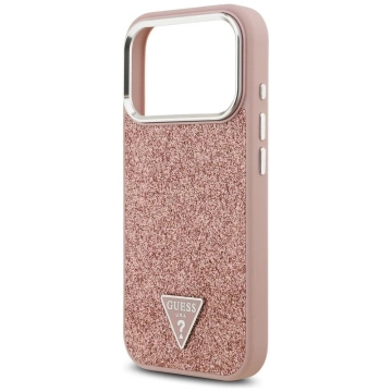 Etui Guess Glitter Triangle Logo MagSafe na iPhone 17 Pro - Różowe