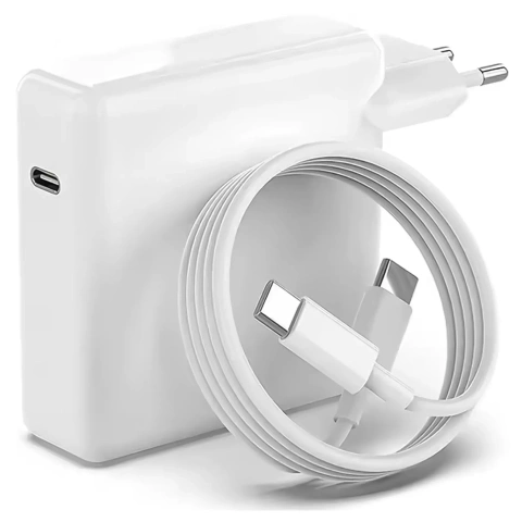 Nabíjací adaptér pre Apple MacBook Alogy Univerzálny nabíjací kábel 2m USB-C na USB-C Rýchlonabíjací PowerDelivery PD 96W Biely