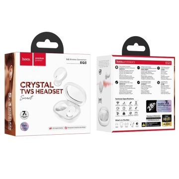 HOCO TWS EQ3 wireless bluetooth headphones white