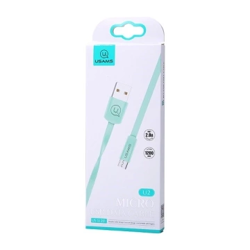 USAMS U2 microUSB-Flachkabel 1,2 m blau