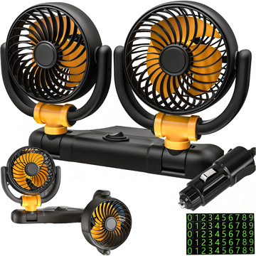 Dvojitý ventilátor do kokpitu, nastaviteľný, tichý, do zapaľovača cigariet pre Alogy Car 12V Black