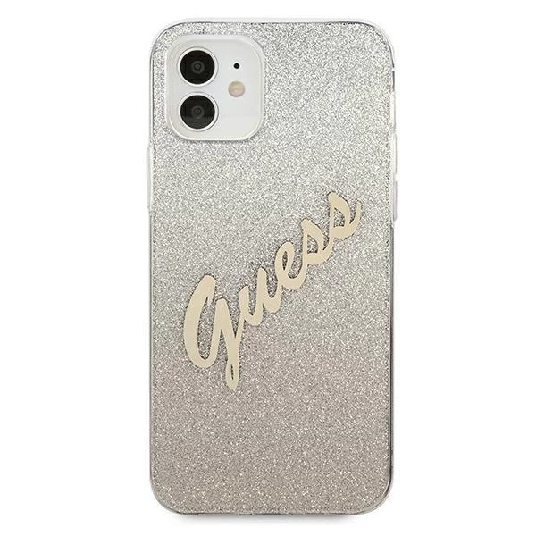 Guess GUHCP12SPCUGLSGO iPhone 12 mini 5,4" złoty/gold Hardcase Glitter Gradient Script