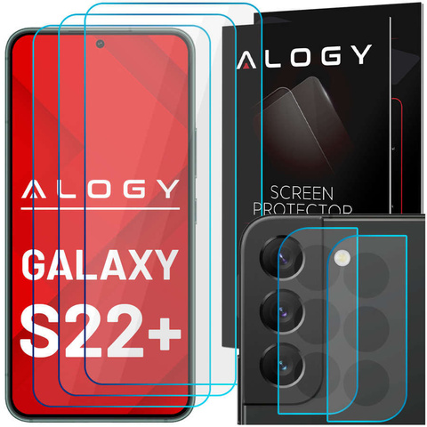 3x Загартоване скло 9H для екрану, 2x Glass для об’єктива камери Alogy Glass Pack для Galaxy S22 Plus