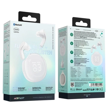 Бездротові навушники-вкладиші Acefast T9 Bluetooth 5.3 – білі