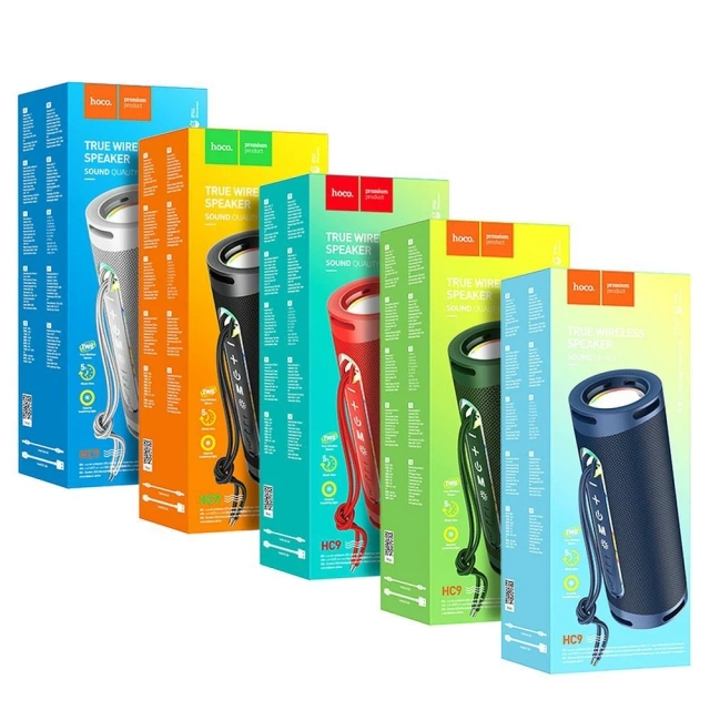 Hoco HC9 przenośny głośnik Bluetooth 5.1 RGB, 2×5 W, 1800 mAh, FM/TF/AUX