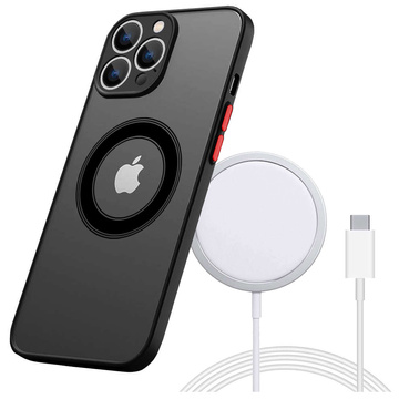 Apple iPhone 13 Pro Max Case Alogy Hybrid Mag Case for MagSafe with Camera Protection Matte Black Qi Charger