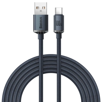 Baseus Crystal Shine Series kabel USB kabel pro rychlé nabíjení a přenos dat USB Typ A - USB Typ C 100W 2m černý (CAJY000501)