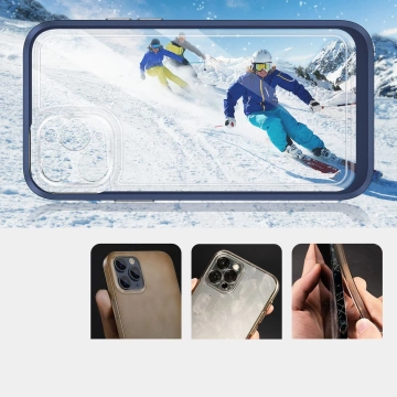 Прозорий чохол 3 в 1 для iPhone 11 Pro Max гелева накладка з синьою рамкою