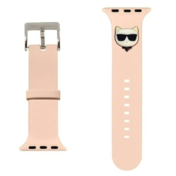Smartwatch strap Karl Lagerfeld KLAWMSLCP for Apple Watch 38/40/41mm pink/pink strap Silicone Choupette Heads