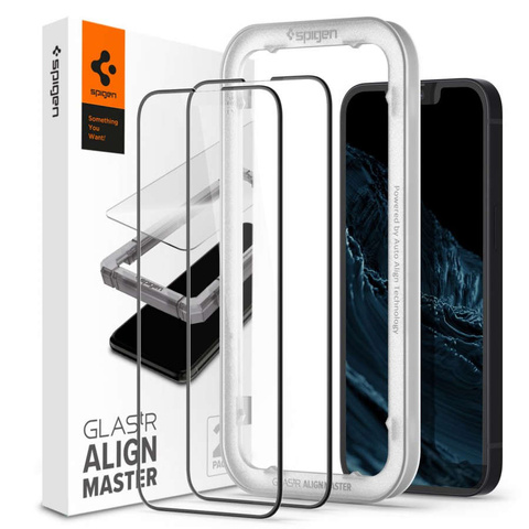 Spigen x2 ALM Glas.tR FC Glas für Apple iPhone 13/13 Pro / 14 Schwarz
