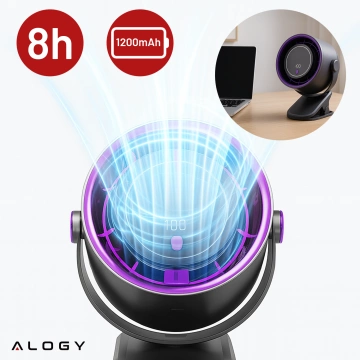 Stolný ventilátor stojaci ventilátor malé obehové čerpadlo s klipom bezdrôtové ručné 500mAh USB-C Alogy White