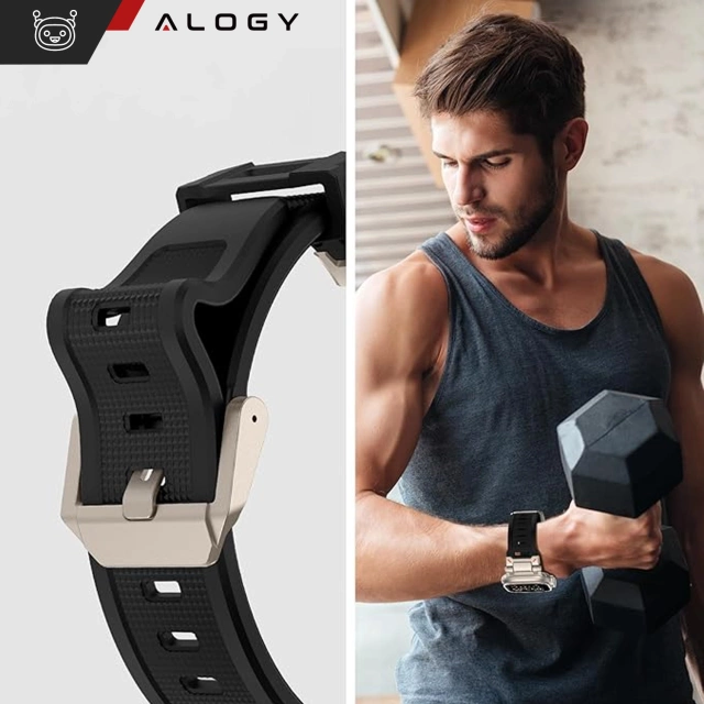 Alogy Luxusný kovový remienok na náramok TPU pre Apple Watch 42/44/45/49 mm čierny