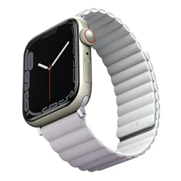 Pasek UNIQ Revix do Apple Watch Series 4/5/6/7/8/SE/SE2 38/40/41mm reverzibilní magnetický lilak-biały/lila-white